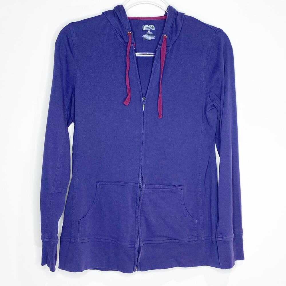 Duluth Trading Co Womens Size Medium Purple‎ Zip Up Hoodie Top Pockets Hood